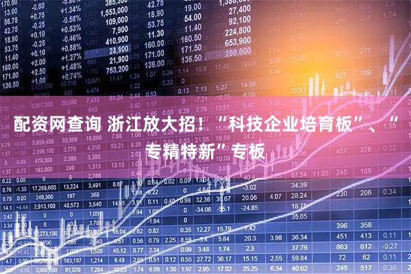 配资网查询 浙江放大招！“科技企业培育板”、“专精特新”专板